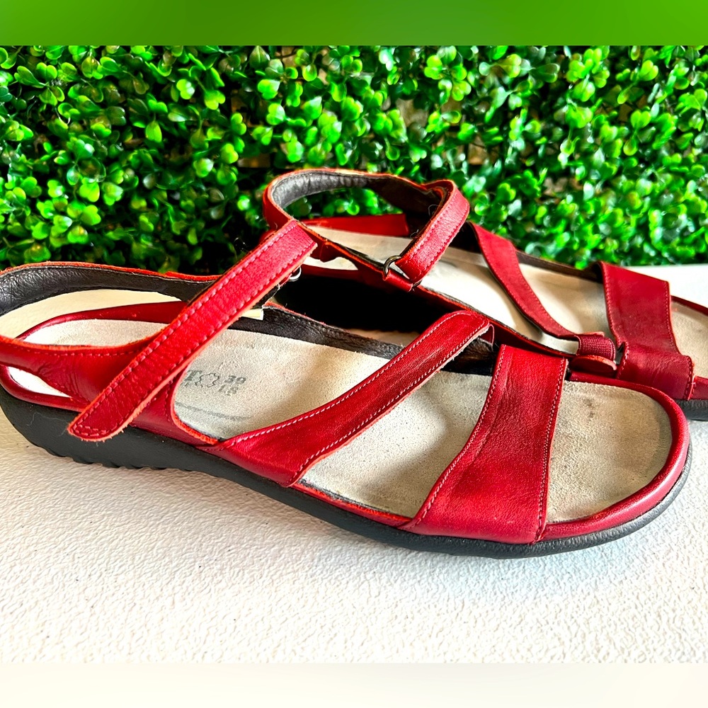 NAOT red leather sandals size 8
